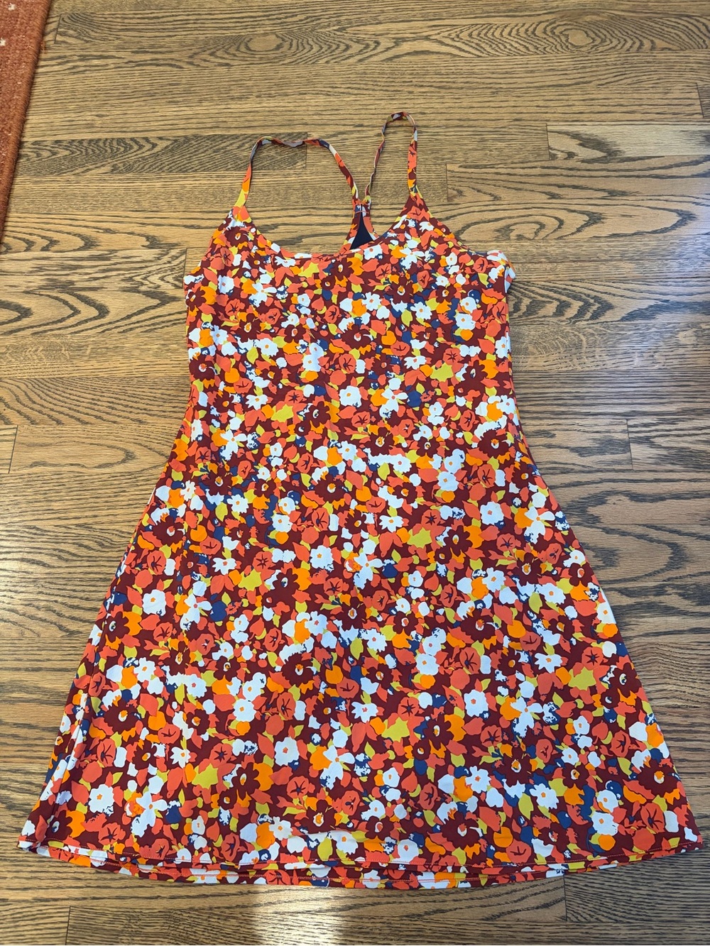 Outdoor Voices Red Orange Floral Mini Exercise Dress
